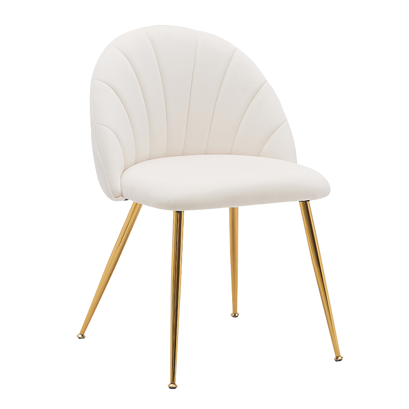 ホワイトベルベットローバックウッドアクセントダイニングチェア(Y-C28)