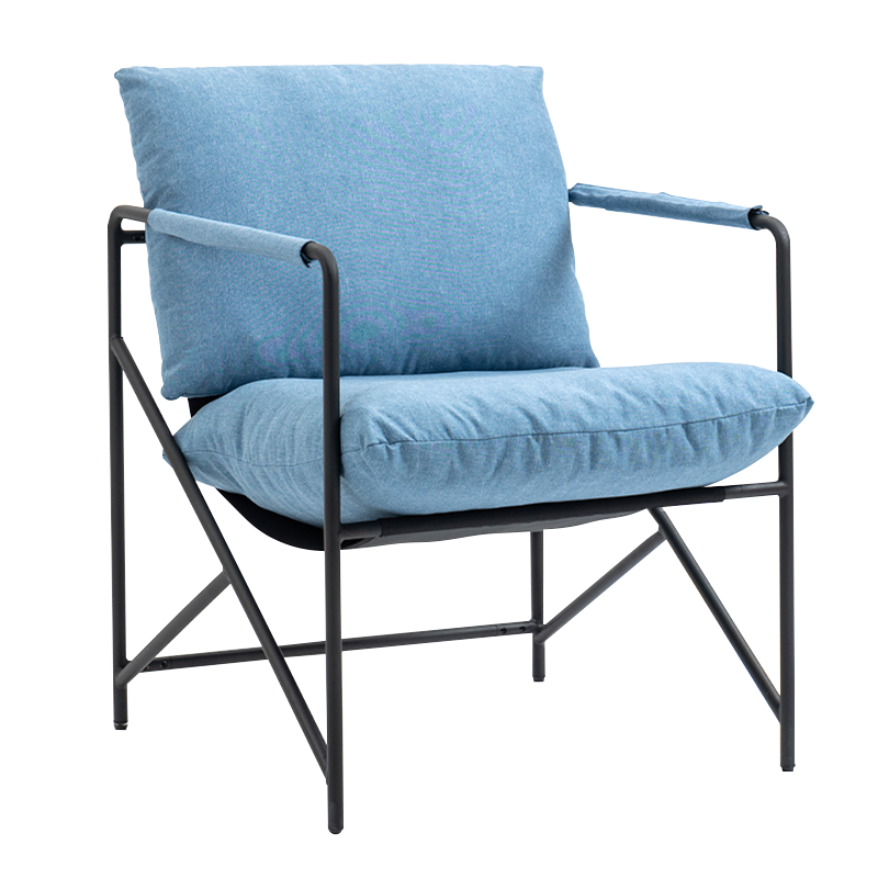 ベージュのメタルフレーム布張りレジャーアクセントチェア (Y-C37)