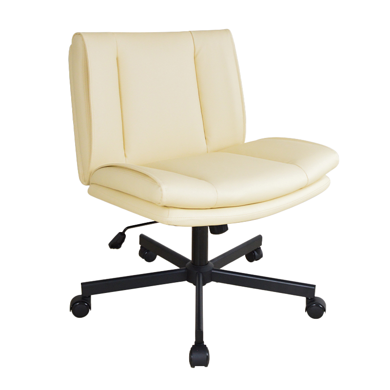 ミッドバックPUアームレスワイド布張りレジャーホームオフィスチェア(X-5146)