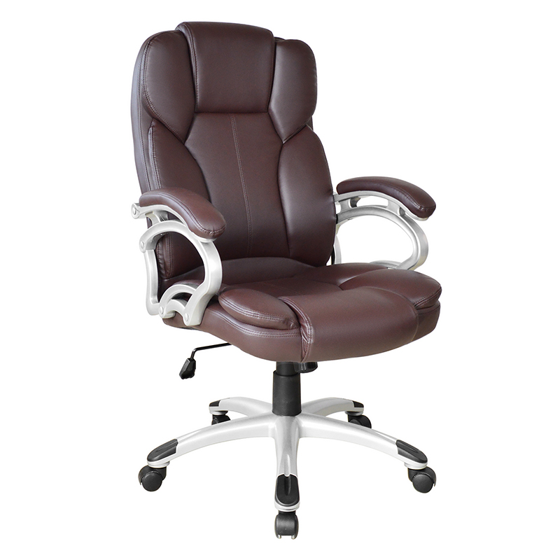 ブラウン ハイバック 固定パッド アームレスト エグゼクティブ オフィス シート (Y-2825)