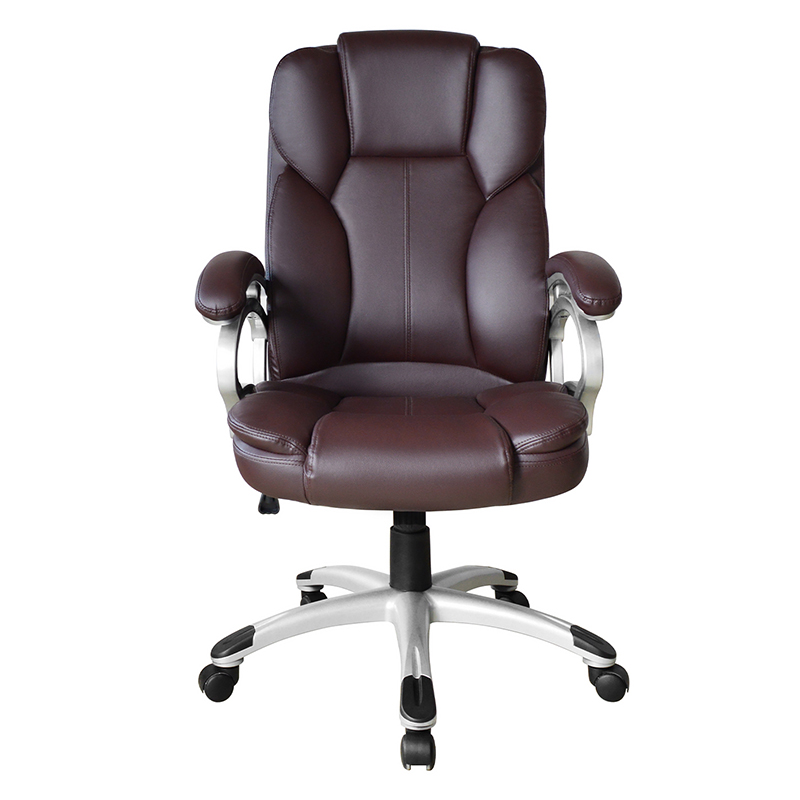 ブラウン ハイバック 固定パッド アームレスト エグゼクティブ オフィス シート (Y-2825)