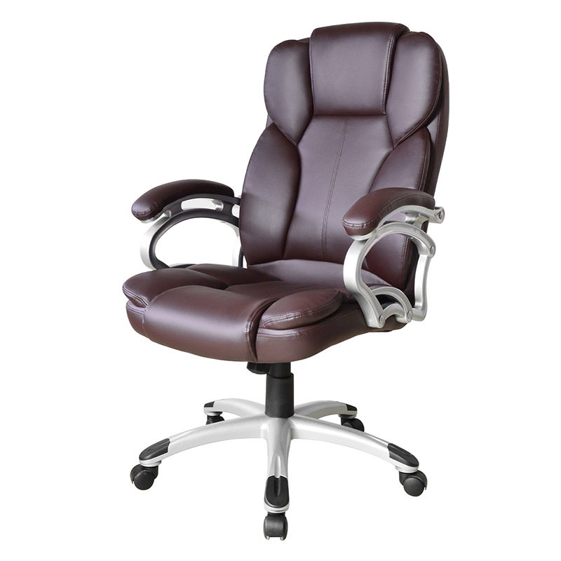 ブラウン ハイバック 固定パッド アームレスト エグゼクティブ オフィス シート (Y-2825)