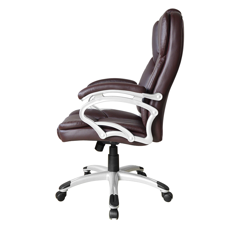 ブラウン ハイバック 固定パッド アームレスト エグゼクティブ オフィス シート (Y-2825)