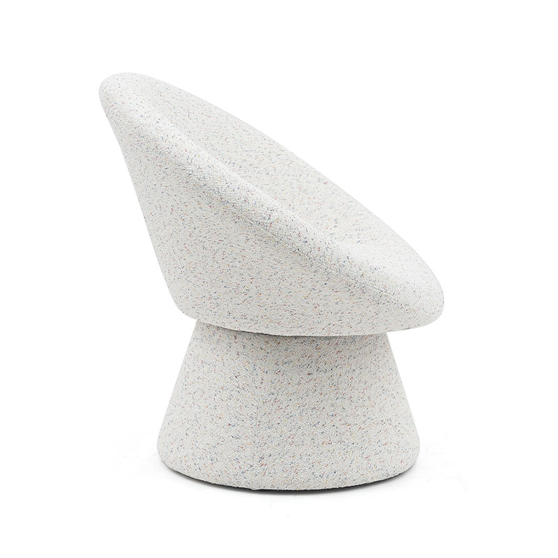 北欧ホワイトファブリック怠惰なラウンドシェイプリビングルームチェアシングルシーターソファアクセントラウンジチェア背もたれ付き(GY-645)