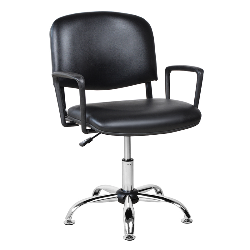 クロームグライド付きローバックPUメタルアームレストサロンチェア（M-6118）