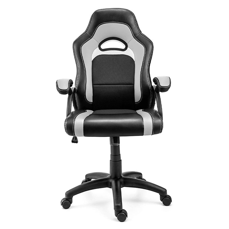 モダンなファブリックリビングルームアームチェア、回転調節可能なヘッドレストリフト付きPU金属鋼素材、ゲームやコンピューティング用(Y-2647)