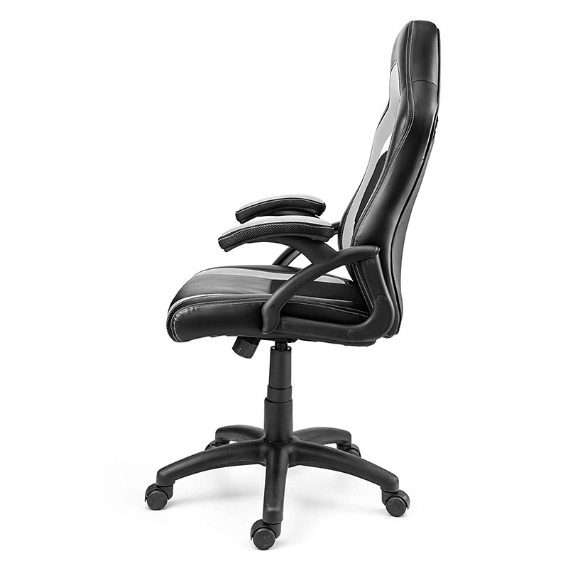 モダンなファブリックリビングルームアームチェア、回転調節可能なヘッドレストリフト付きPU金属鋼素材、ゲームやコンピューティング用(Y-2647)