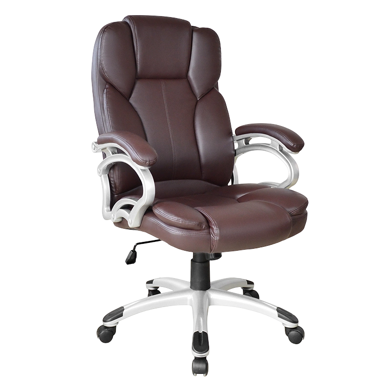 ブラウン ハイバック 固定パッド アームレスト エグゼクティブ オフィス シート (Y-2825)