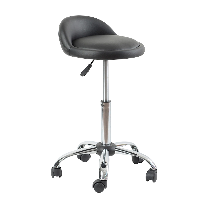 ブラック PU ローバック ラウンド シート スイベル リフト バースツール ホイール付き (GY-1021A)